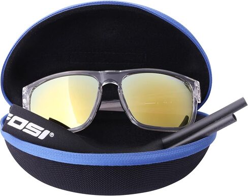 Tifosi Optics Swick Sunglasses Bundle with Case and Eyewear Straps (Crystal Clear/Smoke Yellow Mirror) in Saudi Arabia