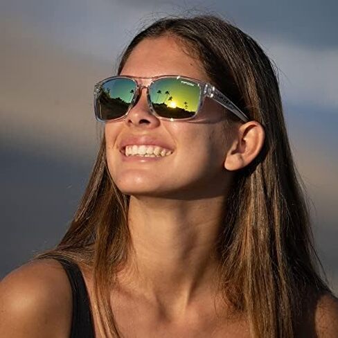 Tifosi Optics Swick Sunglasses Bundle with Case and Eyewear Straps (Crystal Clear/Smoke Yellow Mirror) in Saudi Arabia