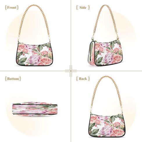 Shoulder Bags for Women Vintage Floral Spring Flowers Hobo Tote Handbag Small Clutch Purse with Zipper Closure in Saudi Arabia