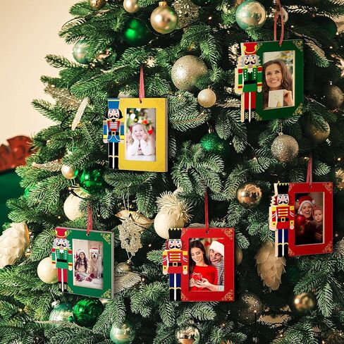 3 Pieces Christmas Wooden Picture Frames Ornaments Christmas Tree Ornaments Wooden Nutcracker Soldier Ornaments 2021 Family Photo Frame Hanging with Rope for Holiday Presents and Tree Decoration in Saudi Arabia