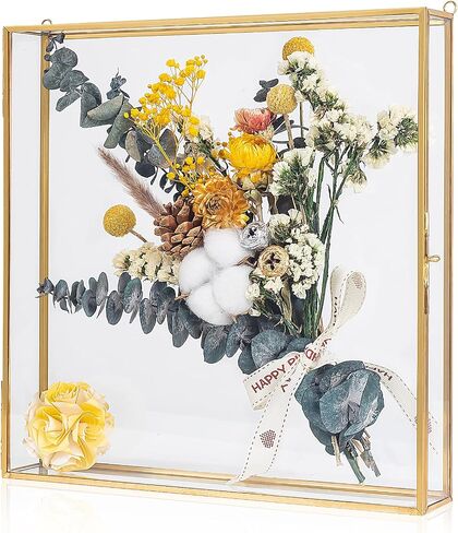 Large Shadow Box Frame 12x12, Glass Wedding Shadow Boxes Display Case, Deep 3D Picture Frame with Traceless Removable Adhesive for Wedding Bouque, Memories, Tickets and Photos in Kuwait