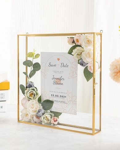 Large Shadow Box Frame 12x12, Glass Wedding Shadow Boxes Display Case, Deep 3D Picture Frame with Traceless Removable Adhesive for Wedding Bouque, Memories, Tickets and Photos in Kuwait