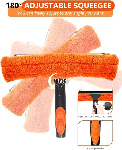 Squeegee for Window Cleaning Kit with 5-19 Foot Telescoping Extension Pole (26+ Foot Reach), 2 in 1 Window Squeegee, Aluminum Telescopic Extension Pole for Window, Car, Shower Glass Door in Saudi Arabia