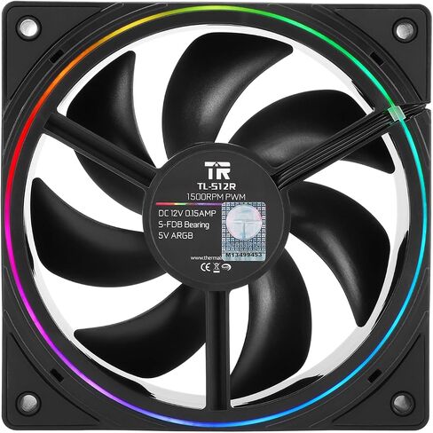 مروحة وحدة المعالجة المركزية Thermalright TL-S12R مقاس 120 مم، مروحة تبريد للكمبيوتر باللون الأسود، مروحة كمبيوتر ذات فتحة دقيقة ARGB Halo، مروحة هيكل بتصميم تدفق الهواء العكسي، سرعة 1500 دورة في الدقيقة in Saudi Arabia