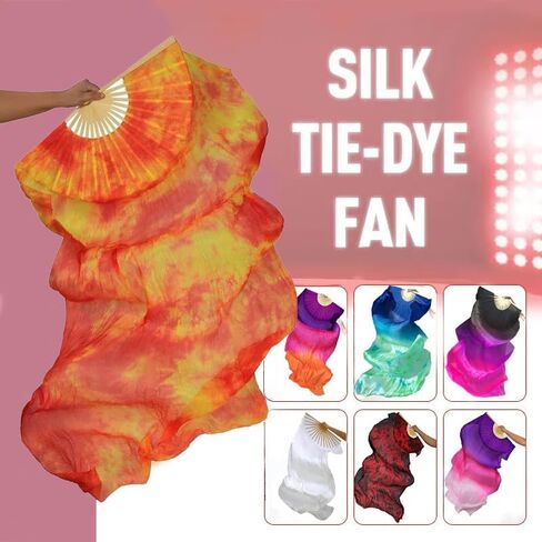 1 Pair(Left+Right) Women Hand Made Real Silk Belly Dance Fan Veils, Giadient Color Length 180cm Width 90cm in Saudi Arabia