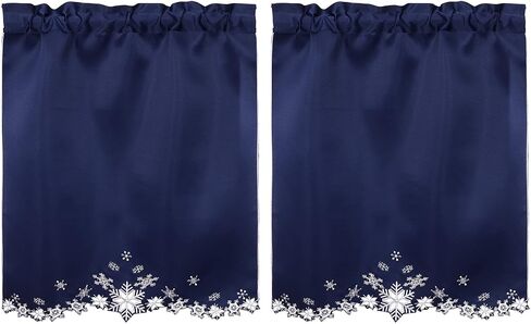 Simhomsen Embroidered Snowflakes Kitchen Window Curtain Swag and Tiers Set for Christmas and Winter (Red) in Kuwait
