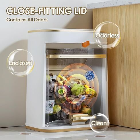 Bathroom Trash Can with Lid, 3 Gallon Gold Garbage Can, Small Trash Bin with Press top Lid and Pedal, Narrow White Trash Can Waste Basket for Bedroom, Living Room,Office,Plastic Dog Proof Trash Can in Kuwait