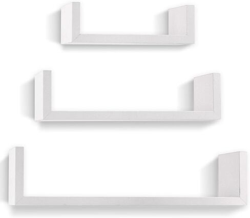 Set of 3 U Shaped Floating Float Wall Mount Shelf Shelves Display for Small Objects Collectibles Trophies Photo Potted Plants Book (Pink) in Saudi Arabia