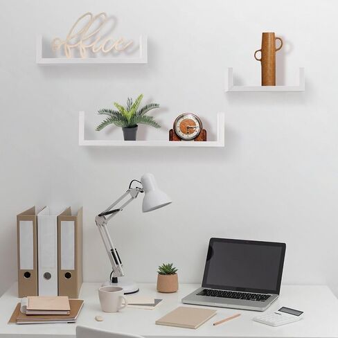 Set of 3 U Shaped Floating Float Wall Mount Shelf Shelves Display for Small Objects Collectibles Trophies Photo Potted Plants Book (Pink) in Saudi Arabia