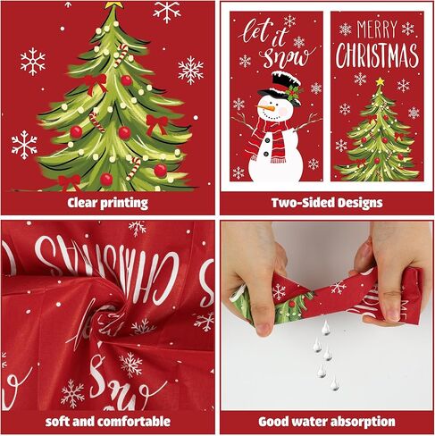 50 Pcs Christmas Guest Napkins Disposable Hand Towel 3 Ply Xmas Tree Snowman Paper Bathroom Napkins Let it Snow Party Decorative Dinner Napkins for Christmas Kitchen Bathroom Disposable Supplies in Saudi Arabia