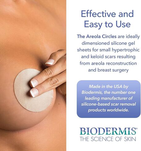 Epi-Derm Silicone Gel Sheet for Scars, Ideal for Areola Reconstruction and Breast Augmentation Surgery, Can be Cut to Size, Breast Reduction Scar Care - 1 Pair, Clear in Saudi Arabia