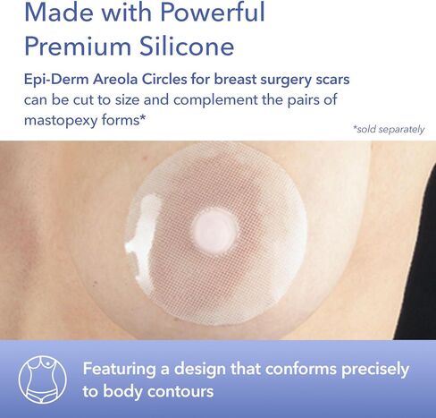Epi-Derm Silicone Gel Sheet for Scars, Ideal for Areola Reconstruction and Breast Augmentation Surgery, Can be Cut to Size, Breast Reduction Scar Care - 1 Pair, Clear in Saudi Arabia