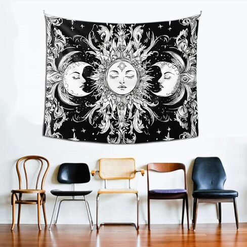 farg Sun and Moon Tapestry Flower Plant Tapestry Wall Hanging Psychedelic Aesthetic Boho Wall Decor for Bedroom Dorm Living Room (60'' × 51'') in Saudi Arabia