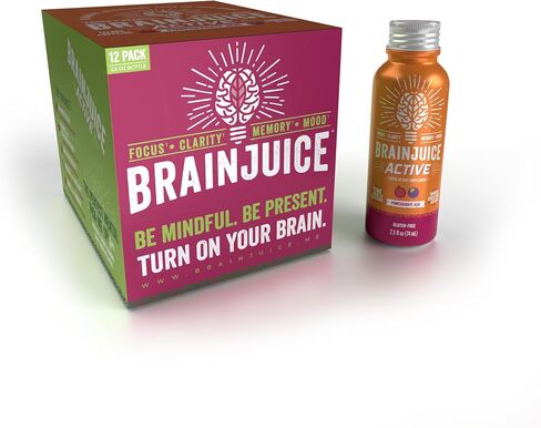 BrainJuice Decaf Brain Support Shot, Gluten Free Supplement Shots for Energy & Focus, Healthy Drinks with Alpha GPC, Vitamin B & Decaffeinated Green Tea Leaf, Classic, 2.5 fl oz, 12 Pack in Saudi Arabia