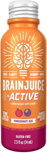 BrainJuice Decaf Brain Support Shot, Gluten Free Supplement Shots for Energy & Focus, Healthy Drinks with Alpha GPC, Vitamin B & Decaffeinated Green Tea Leaf, Classic, 2.5 fl oz, 12 Pack in Saudi Arabia