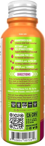 BrainJuice Decaf Brain Support Shot, Gluten Free Supplement Shots for Energy & Focus, Healthy Drinks with Alpha GPC, Vitamin B & Decaffeinated Green Tea Leaf, Classic, 2.5 fl oz, 12 Pack in Saudi Arabia
