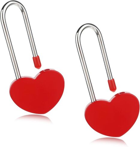2pcs Love Lock for Bridge, 4 Inch 50mm Heart Padlock Cute Wish Lock Engraved Lock Red Single Heart Shaped Lock, Metal Padlock Without Key for Lovers Wedding, Anniversary, Travel, Valentines Day in Saudi Arabia