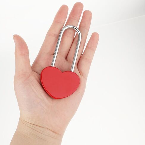 2pcs Love Lock for Bridge, 4 Inch 50mm Heart Padlock Cute Wish Lock Engraved Lock Red Single Heart Shaped Lock, Metal Padlock Without Key for Lovers Wedding, Anniversary, Travel, Valentines Day in Saudi Arabia