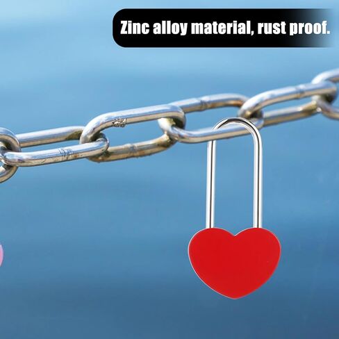 2pcs Love Lock for Bridge, 4 Inch 50mm Heart Padlock Cute Wish Lock Engraved Lock Red Single Heart Shaped Lock, Metal Padlock Without Key for Lovers Wedding, Anniversary, Travel, Valentines Day in Saudi Arabia