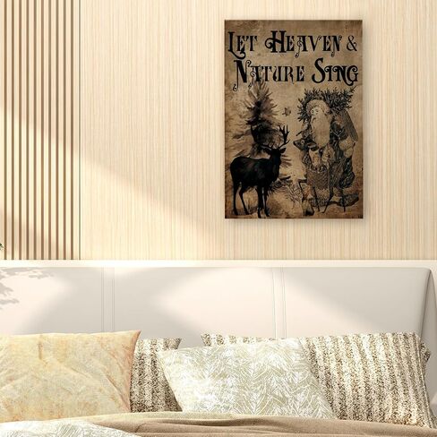 WODMIS Christmas Wall Decor,Christmas Signs Religious Framed Canvas Wall Art,Woodland Santa,vintage christmas,Farmhouse Christmas Decor For Home Kitchen,Let Heaven And Nature Sing Wall Decor 16x24 in Kuwait