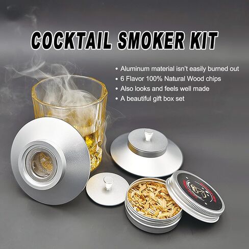 Whiskey Smoker Kit-6 Flavors Wood Chips- Bourbon Cocktail Smoker Gifts for Men -Drink Smoker Infuser Old Fashioned Smoker kit,Mens Gifts, Dad Gifts,Cocktail Kit,Gifts for Dad,Bourbon in Saudi Arabia