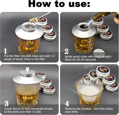Whiskey Smoker Kit-6 Flavors Wood Chips- Bourbon Cocktail Smoker Gifts for Men -Drink Smoker Infuser Old Fashioned Smoker kit,Mens Gifts, Dad Gifts,Cocktail Kit,Gifts for Dad,Bourbon in Saudi Arabia