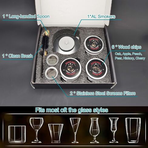 Whiskey Smoker Kit-6 Flavors Wood Chips- Bourbon Cocktail Smoker Gifts for Men -Drink Smoker Infuser Old Fashioned Smoker kit,Mens Gifts, Dad Gifts,Cocktail Kit,Gifts for Dad,Bourbon in Saudi Arabia
