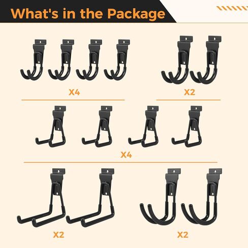 14 عبوة من خطافات Slatwall من 5 أحجام، وإكسسوارات Slatwall للمرآب، وخطافات وشماعات متعددة الحجم مثبتة على الحائط، وشماعات أدوات المرآب متعددة الوظائف in Kuwait