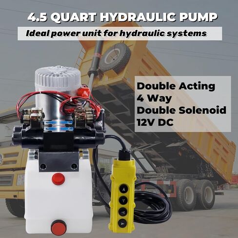 وحدة الطاقة الهيدروليكية مضخة هيدروليكية مزدوجة المفعول خزان 4.5 لتر 12 فولت تيار مستمر مضخة مقطورة كهربائية ذات ملف لولبي مزدوج لرفع مقطورة السيارة القلابة in Kuwait