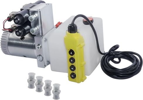 وحدة الطاقة الهيدروليكية مضخة هيدروليكية مزدوجة المفعول خزان 4.5 لتر 12 فولت تيار مستمر مضخة مقطورة كهربائية ذات ملف لولبي مزدوج لرفع مقطورة السيارة القلابة in Kuwait