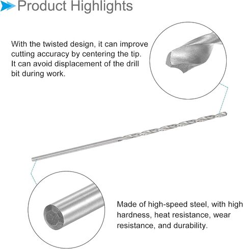 Mini Twist Drill Bit, 1.5mm Drill Diameter 70mm Total Length, High Speed Steel Twist Drill Bit - (Applications: for Metal Plastic and Woodwork), 5-Pieces in Saudi Arabia