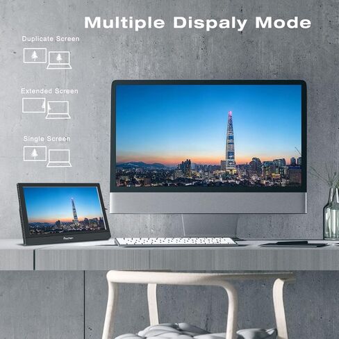 شاشة لمس محمولة 18.5 بوصة، HDR، 350cd/m2، شاشة تعمل باللمس 1920x1080 مع HDMI USB C، 99% sRGB، مكبرات صوت مدمجة، مسند وVESA، شاشة ثانية للسفر لأجهزة الكمبيوتر المحمول والكمبيوتر الشخصي Mac Xbox in Kuwait
