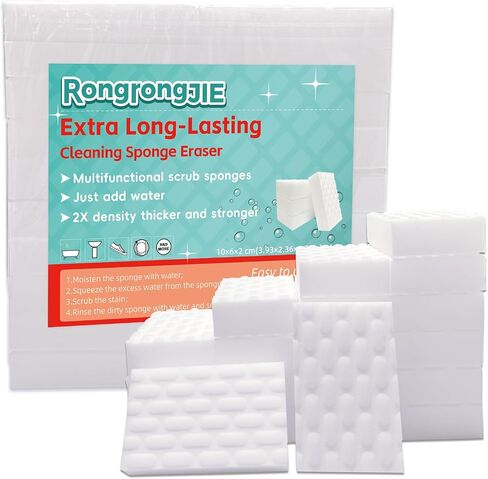 Extra Long-Lasting Melamine Sponge, 2X Density Magic Sponge Eraser, Multifunctional Kitchen Sponges, 10 Pcs Cleaning Sponges Eraser for Bathroom, Wall, Furniture, Floor, Baseboard in Saudi Arabia