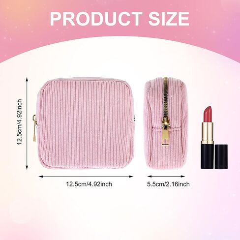 Lusofie Sanitary Napkin Storage Bag Corduroy Period Bag with Zipper Portable Period Pouch for Teen Girls (Pink) in Saudi Arabia