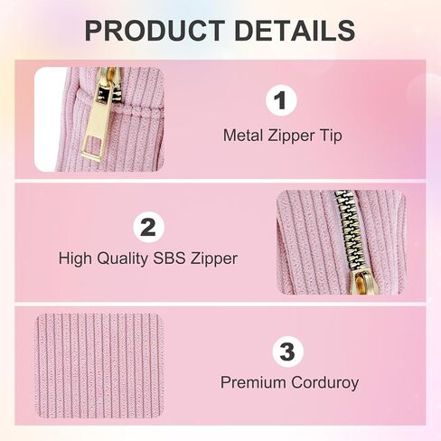 Lusofie Sanitary Napkin Storage Bag Corduroy Period Bag with Zipper Portable Period Pouch for Teen Girls (Pink) in Saudi Arabia