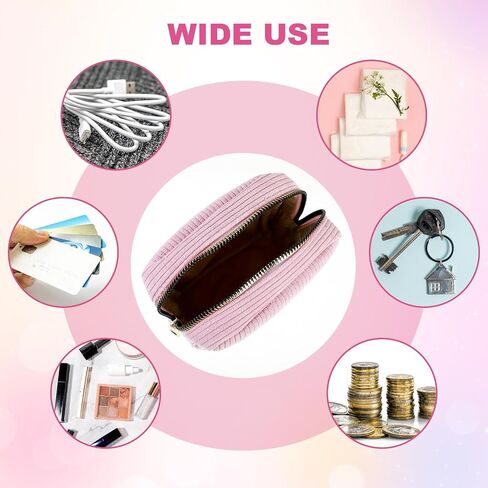 Lusofie Sanitary Napkin Storage Bag Corduroy Period Bag with Zipper Portable Period Pouch for Teen Girls (Pink) in Saudi Arabia