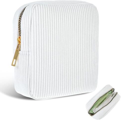 Lusofie Sanitary Napkin Storage Bag Corduroy Period Bag with Zipper Portable Period Pouch for Teen Girls (Pink) in Saudi Arabia