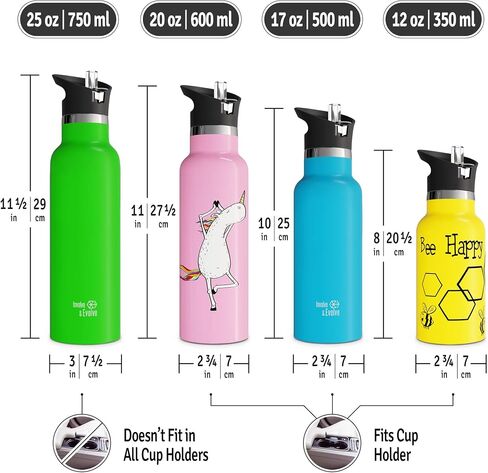 Kids Water Bottle Easy-Sip Straw Lid Leak-Proof Insulated Stainless Steel Thermos Perfect for School & Pickleball 3 Lids BPA-Free Keeps Drinks Cold for 24 Hours (Kiwi 12oz) in Saudi Arabia