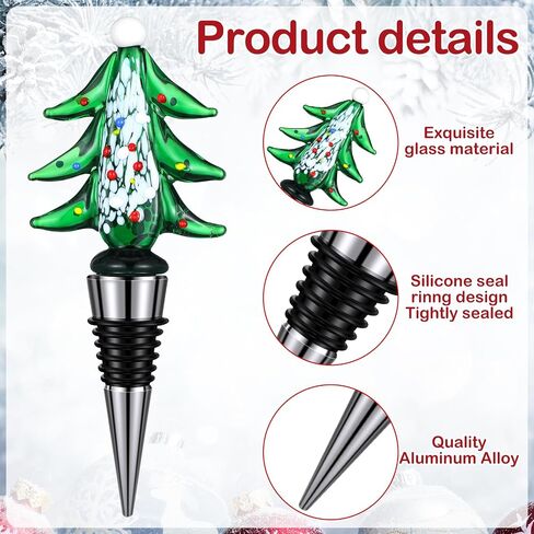 8 Pcs Glass Christmas Wine Bottle Stoppers Xmas Wine Stoppers Set Reusable Decorative Wine Corks Beverage bottle stopper Funny Wine Accessories Gift for Bar Hostess Winter Holiday in Saudi Arabia