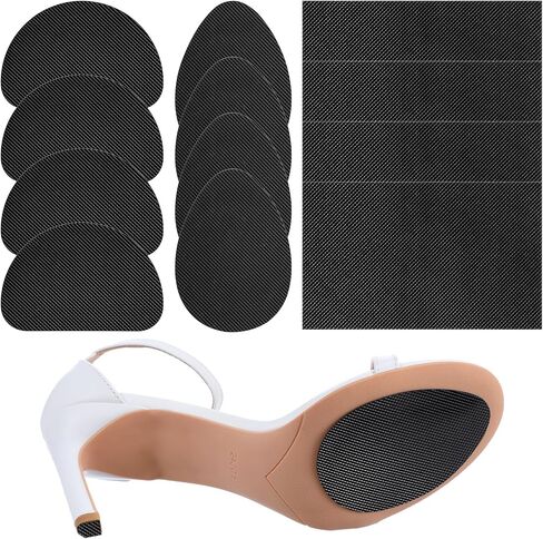 Non Slip Shoe Pads, 12 Pcs Self-Adhesive Shoe Sole Protectors Black High Heels Oval D-Shaped Rectangular Shoe Grips Bottom of Shoes Sole Guard for Women Men in Saudi Arabia