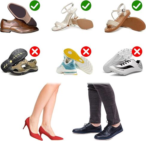 Non Slip Shoe Pads, 12 Pcs Self-Adhesive Shoe Sole Protectors Black High Heels Oval D-Shaped Rectangular Shoe Grips Bottom of Shoes Sole Guard for Women Men in Saudi Arabia