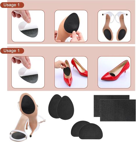 Non Slip Shoe Pads, 12 Pcs Self-Adhesive Shoe Sole Protectors Black High Heels Oval D-Shaped Rectangular Shoe Grips Bottom of Shoes Sole Guard for Women Men in Saudi Arabia