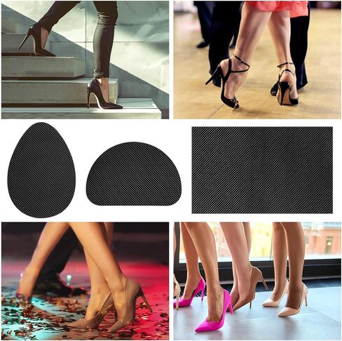 Non Slip Shoe Pads, 12 Pcs Self-Adhesive Shoe Sole Protectors Black High Heels Oval D-Shaped Rectangular Shoe Grips Bottom of Shoes Sole Guard for Women Men in Saudi Arabia