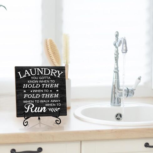 Bathroom Decor Sign Decor Wood Plaque with Support Stand, Bathroom Toilet Restroom Decor, Funny Bathroom Decor for Home Shelf Bathroom Accessories Inspirational Housewarming Gifts -60 in Kuwait