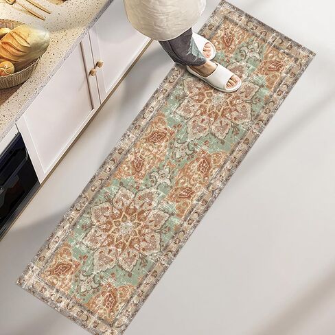 Boho Area Rugs Vintage Washable Neutral Modern Dusty Pink and Green 8x10 Non Slip Large Carpet for Nursery Living Room Dining Room Bedroom Farmhouse Girls Room in Kuwait