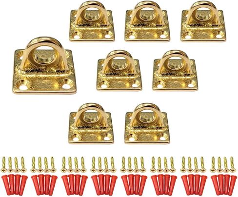 QCAA Cast Solid Brass Staple Pad Plate, Hook Loop, L:1-9/16" x W:1-9/16" x H:1-1/8", Matte Black, 4 Pack, Made in Taiwan in Kuwait