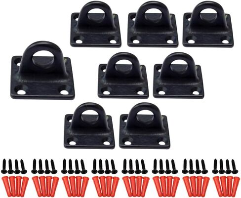 QCAA Cast Solid Brass Staple Pad Plate, Hook Loop, L:1-9/16" x W:1-9/16" x H:1-1/8", Matte Black, 4 Pack, Made in Taiwan in Kuwait