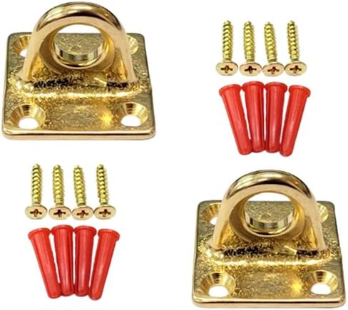 QCAA Cast Solid Brass Staple Pad Plate, Hook Loop, L:1-9/16" x W:1-9/16" x H:1-1/8", Matte Black, 4 Pack, Made in Taiwan in Kuwait