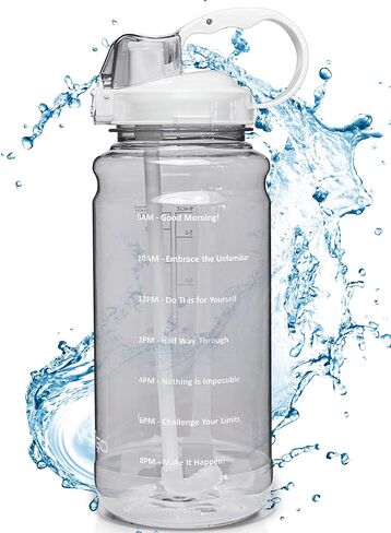 Motivational Half Gallon Water Bottle with Straw & Time Marker - Leakproof Flip Top 64 OZ Water Bottle - Reusable BPA Free Tritan Large 2 Liter Water Jug for Fitness Gym and Outdoor Sports in Saudi Arabia