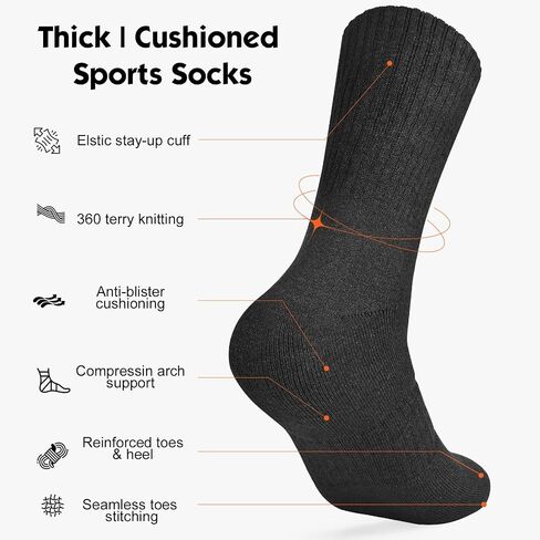 360 Cushioned Thermal Crew Socks Men Women, Cozy &Fluffy, Thick Boot Sock, Outdoor Sports Hiking Home Work, 4/6pair in Saudi Arabia